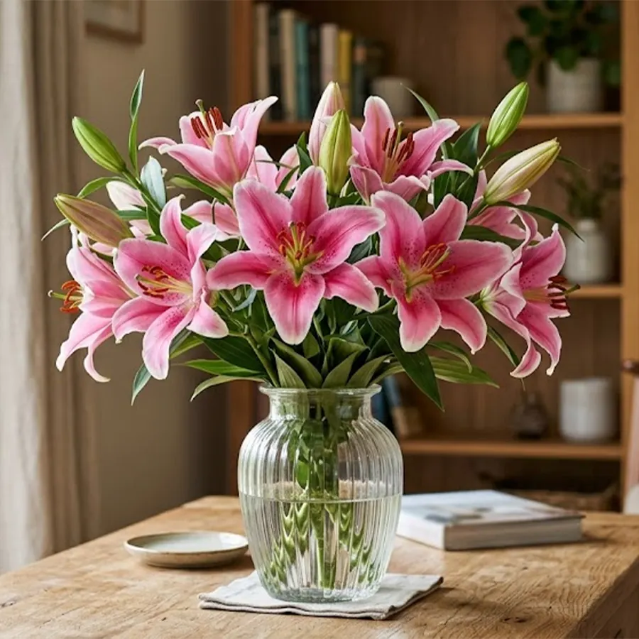 8 Stem Pink Oriental Lilies