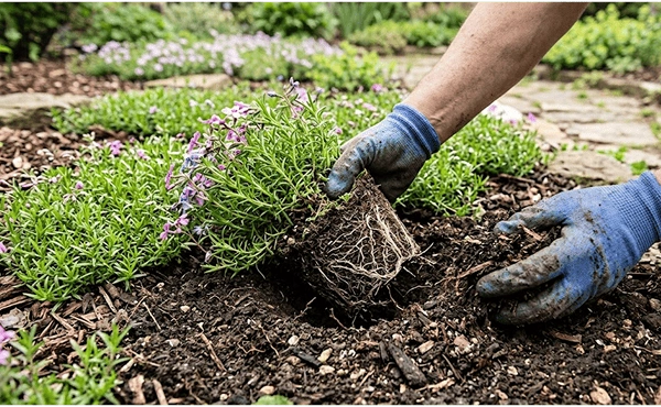 Planting of wild thyme