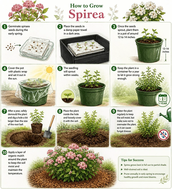 Spirea Plant Growing Steps