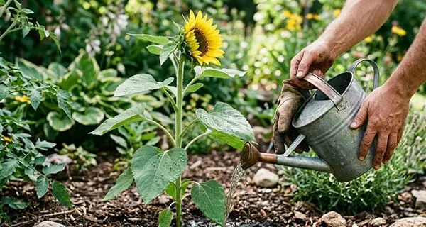 Sunflower watering