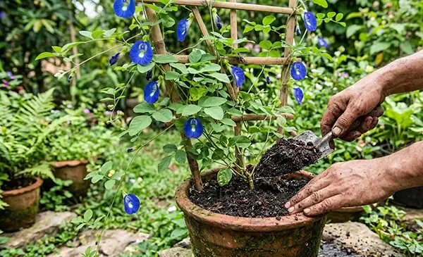 Vermicompost in blue pea
